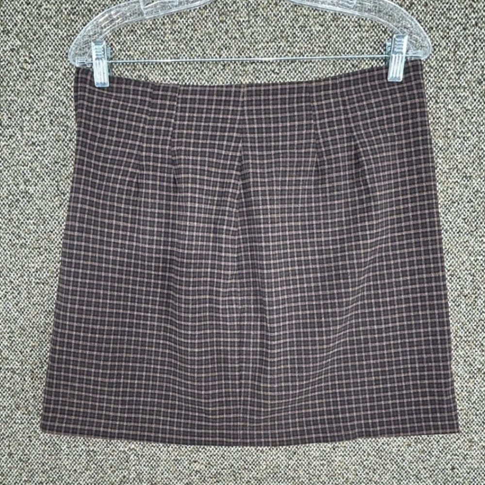 90s Best United Garment Company Plaid Mini Skirt Brown Tan A-Line Waist 32 L16